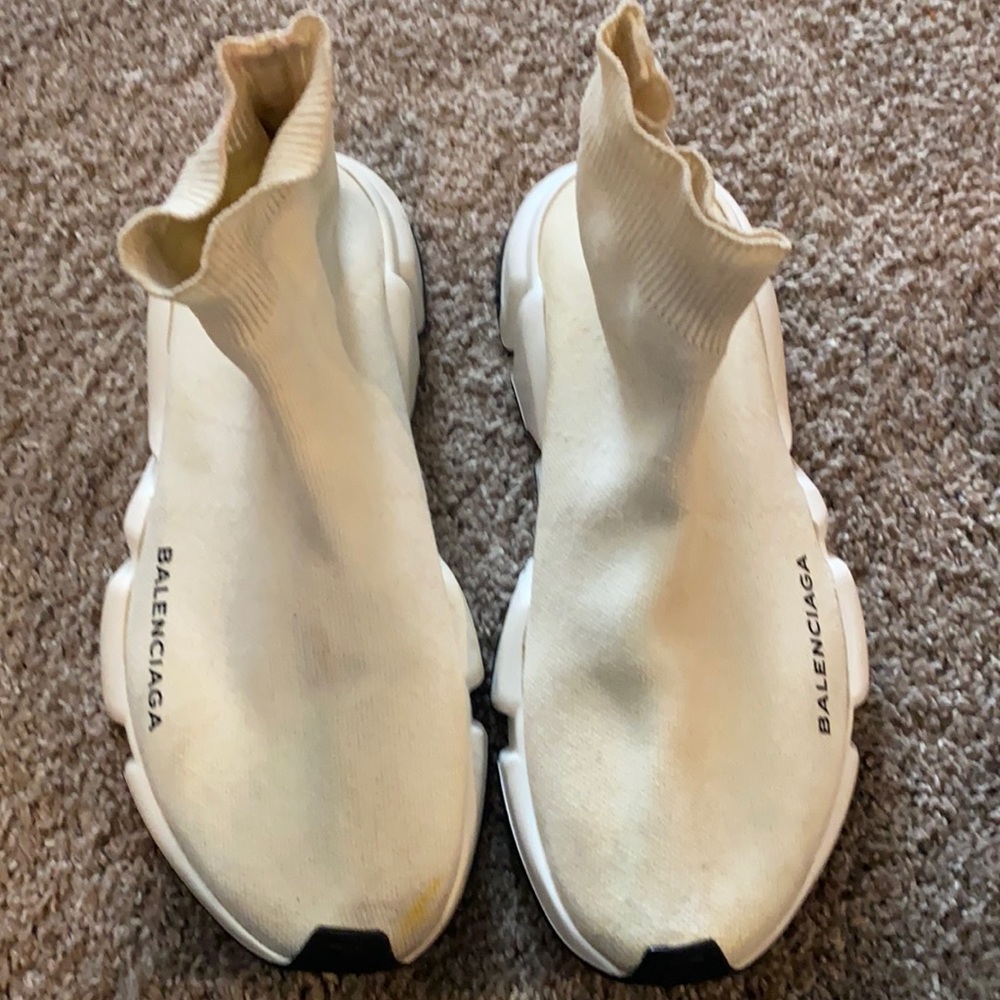 Size 38 white balenciaga sock runners